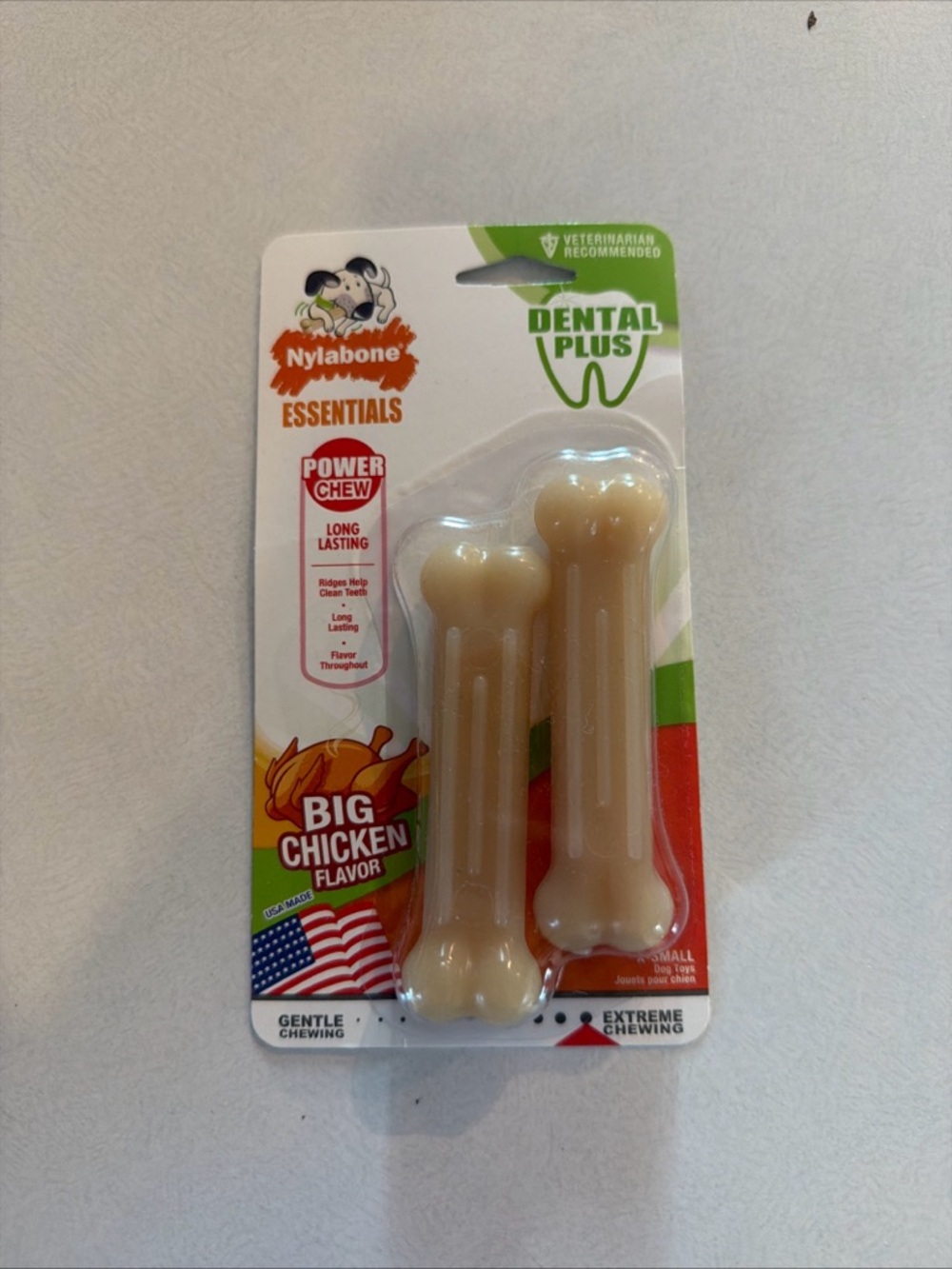 Essentials Dental Plus Big Chicken Flavor Dog Chew Bones - Tan